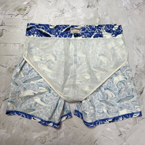 Vilebrequin Shark Print Swim Trunks SIZE XL Blue Shorts Collector 2009 Limited - Picture 7 of 12